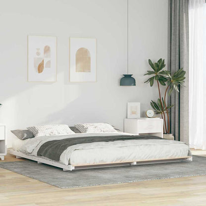 Rám Postele Bílá 200 X 220 Cm Masivní Borové Dřevo