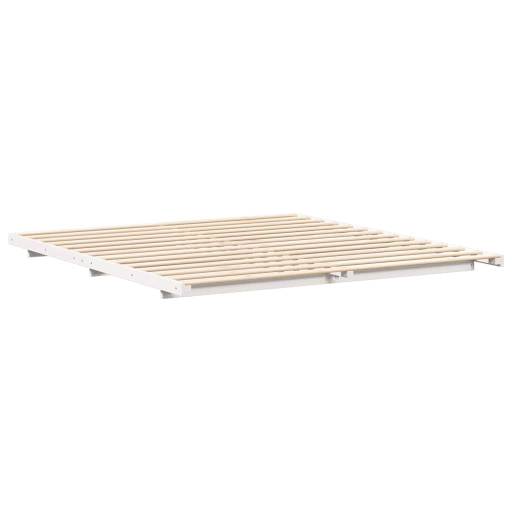 Rám Postele Bílá 200 X 220 Cm Masivní Borové Dřevo