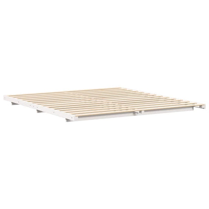 Rám Postele Bílá 200 X 220 Cm Masivní Borové Dřevo