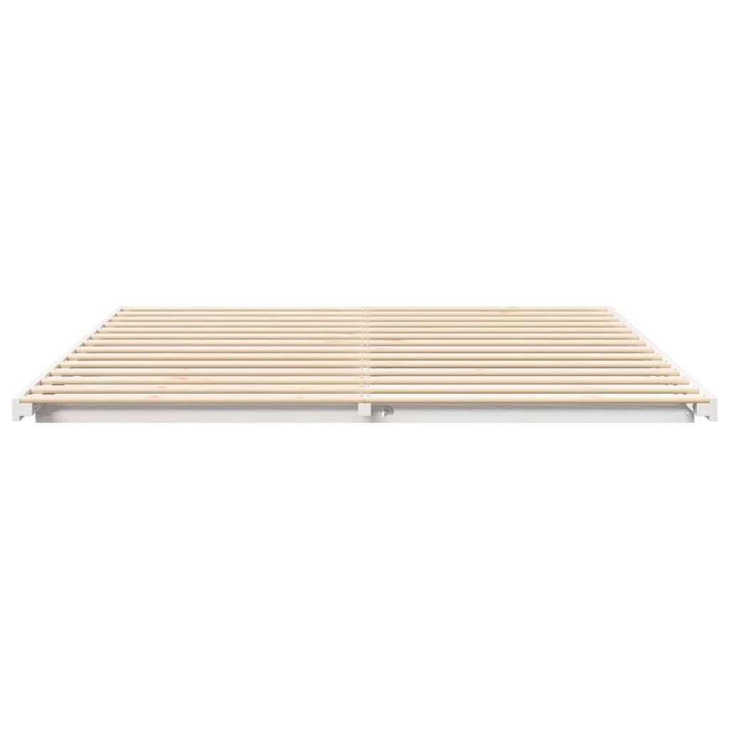 Rám Postele Bílá 200 X 220 Cm Masivní Borové Dřevo