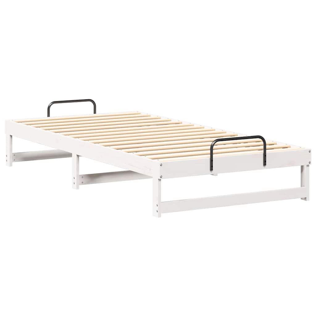 Rám Postele Bílá 100 X 200 Cm Masivní Borové Dřevo