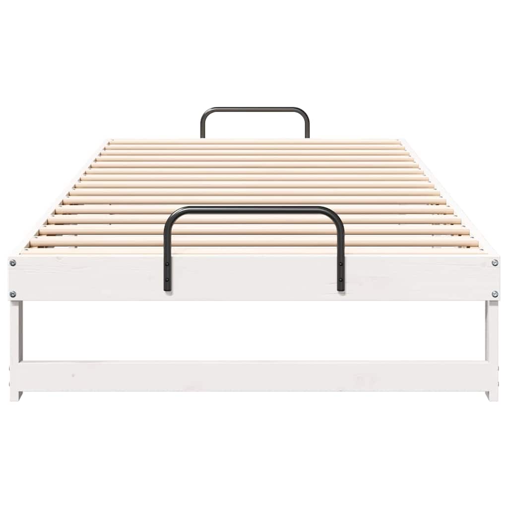 Rám Postele Bílá 100 X 200 Cm Masivní Borové Dřevo