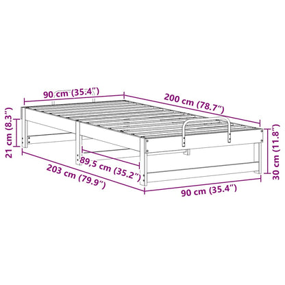 Rám Postele Hnědá 90 X 200 Cm Masivní Borové Dřevo