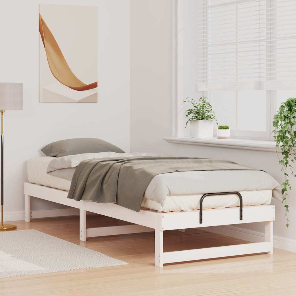 Rám Postele Bílá 80 X 210 Cm Masivní Borové Dřevo