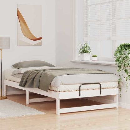 Rám Postele Bílá 100 X 210 Cm Masivní Borové Dřevo