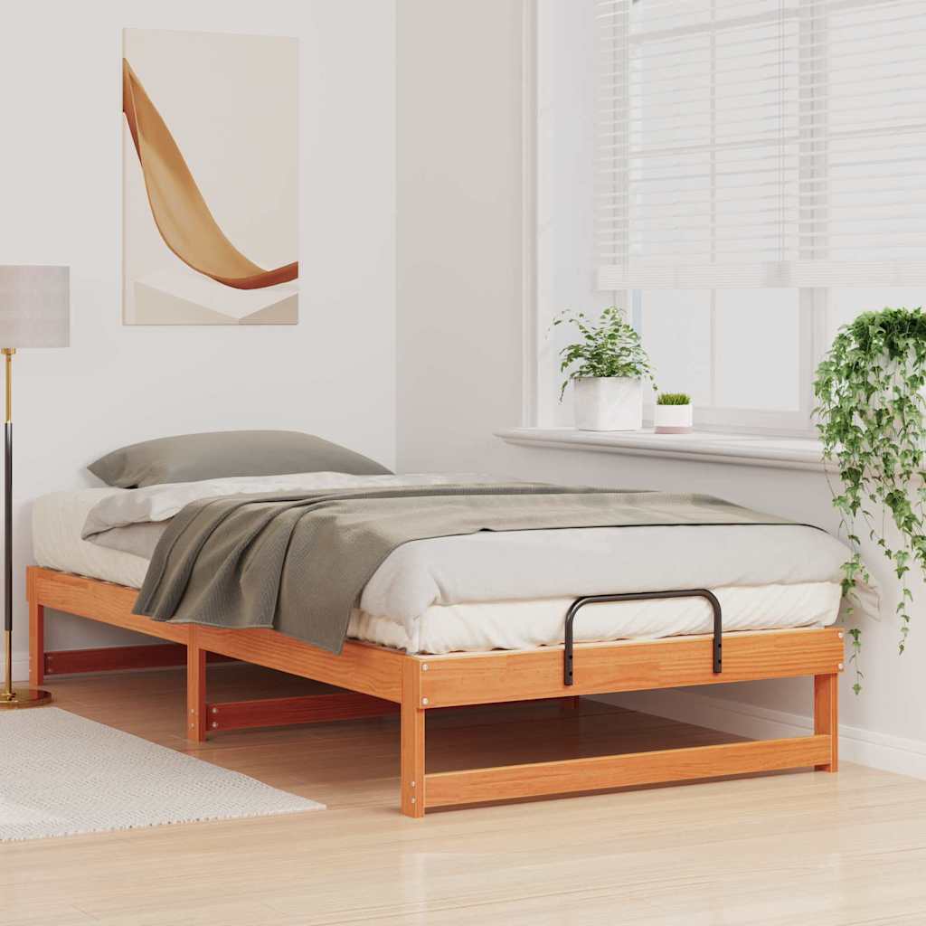 Rám Postele Hnědá 100 X 210 Cm Masivní Borové Dřevo