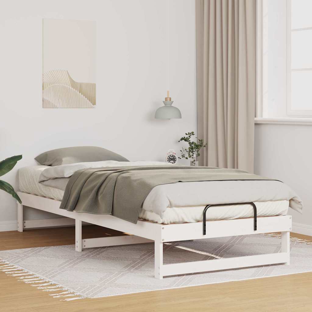 Rám Postele Bílá 90 X 220 Cm Masivní Borové Dřevo