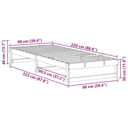 Rám Postele Bílá 90 X 220 Cm Masivní Borové Dřevo