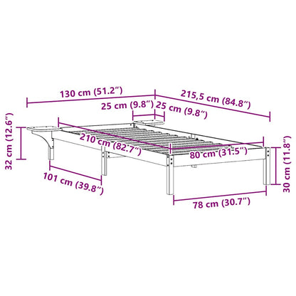 Postelový Rám S Nočními Stolky Přírodní 80 X 210 Cm