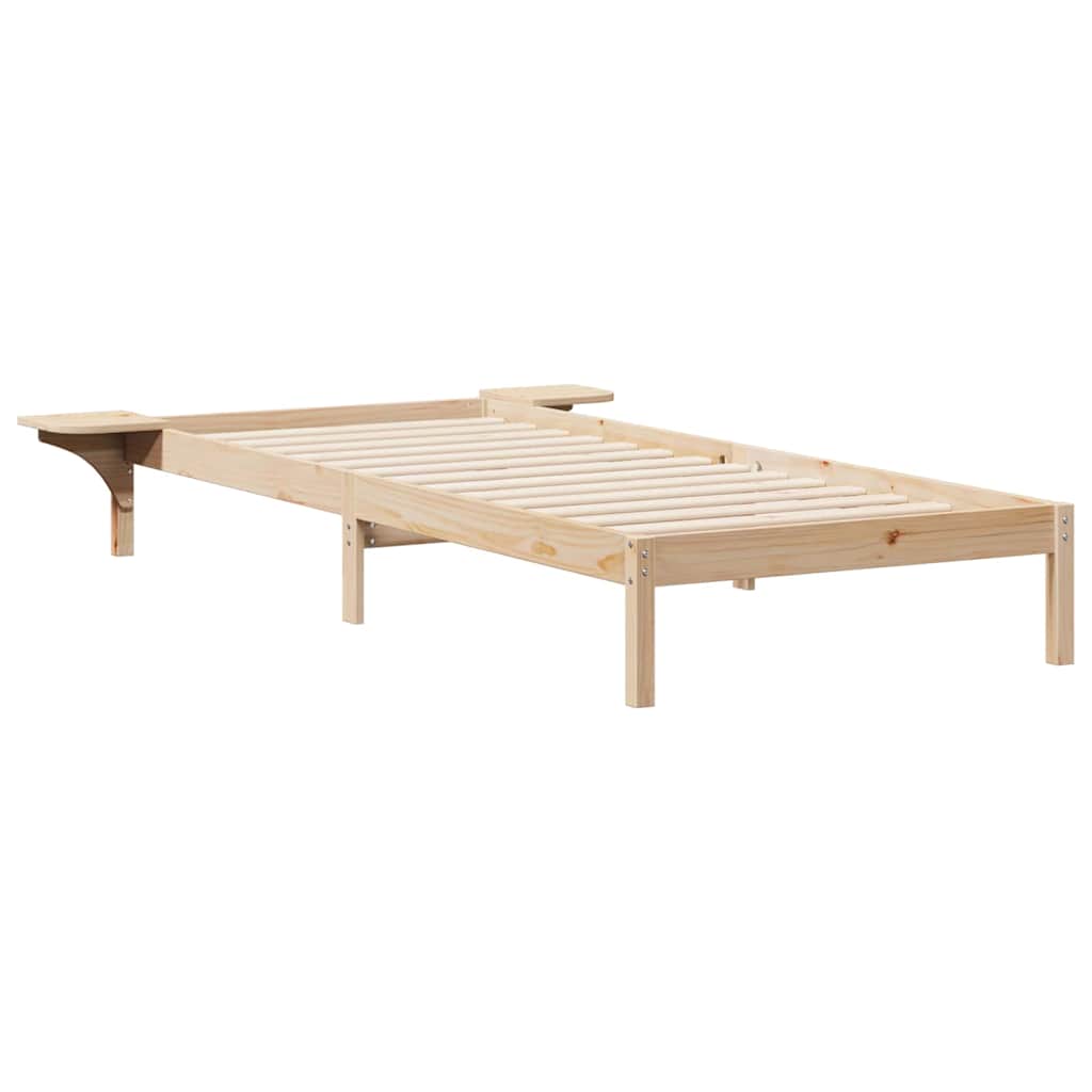 Postelový Rám S Nočními Stolky Přírodní 90 X 210 Cm