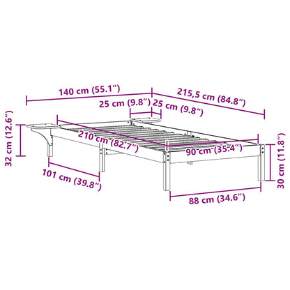 Postelový Rám S Nočními Stolky Přírodní 90 X 210 Cm