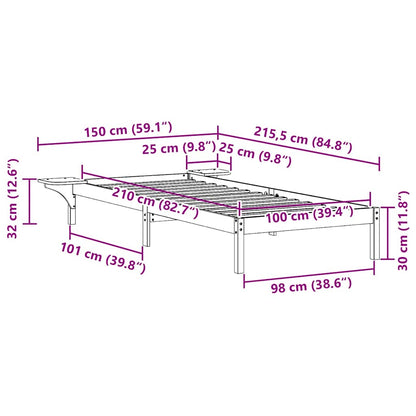 Postelový Rám S Nočními Stolky Přírodní 100 X 210 Cm