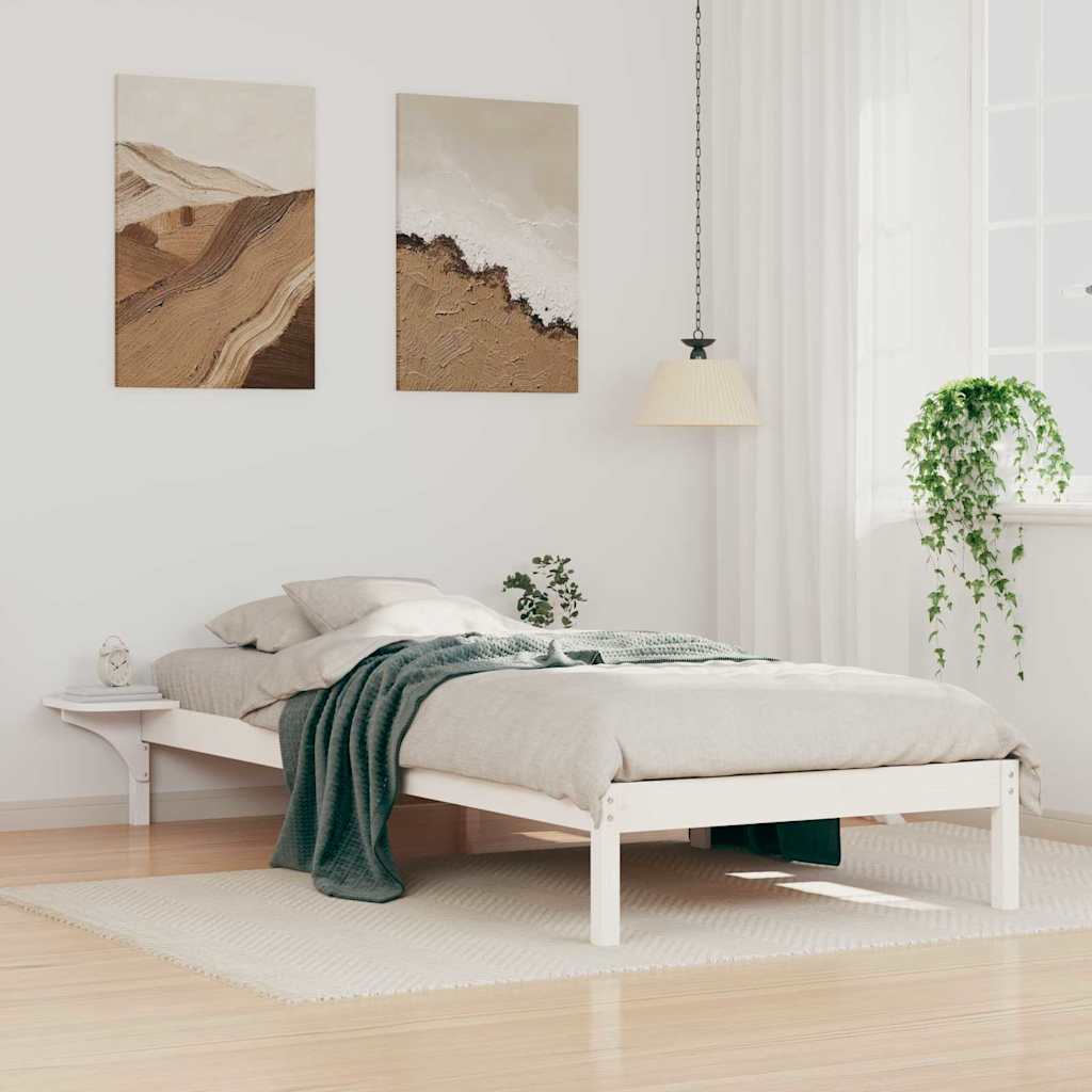 Postelový Rám S Nočními Stolky Bílá 100 X 210 Cm