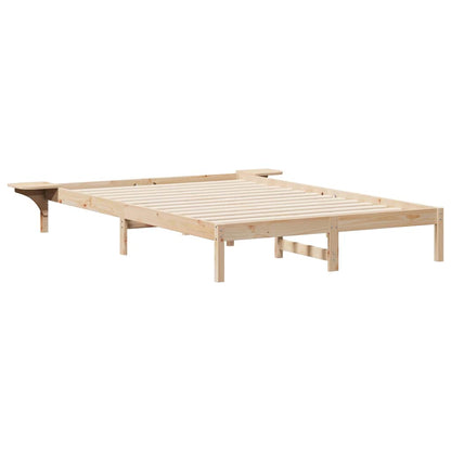 Postelový Rám S Nočními Stolky Přírodní 140 X 210 Cm
