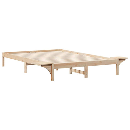 Postelový Rám S Nočními Stolky Přírodní 140 X 210 Cm