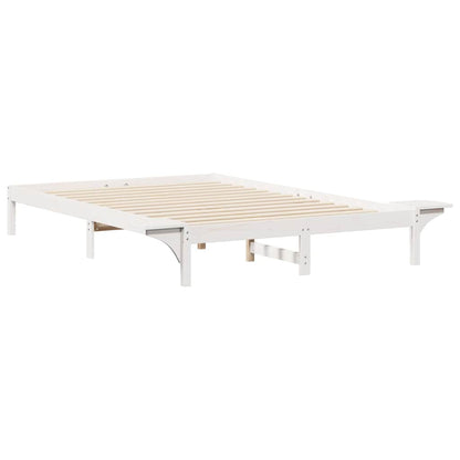Postelový Rám S Nočními Stolky Bílá 140 X 210 Cm