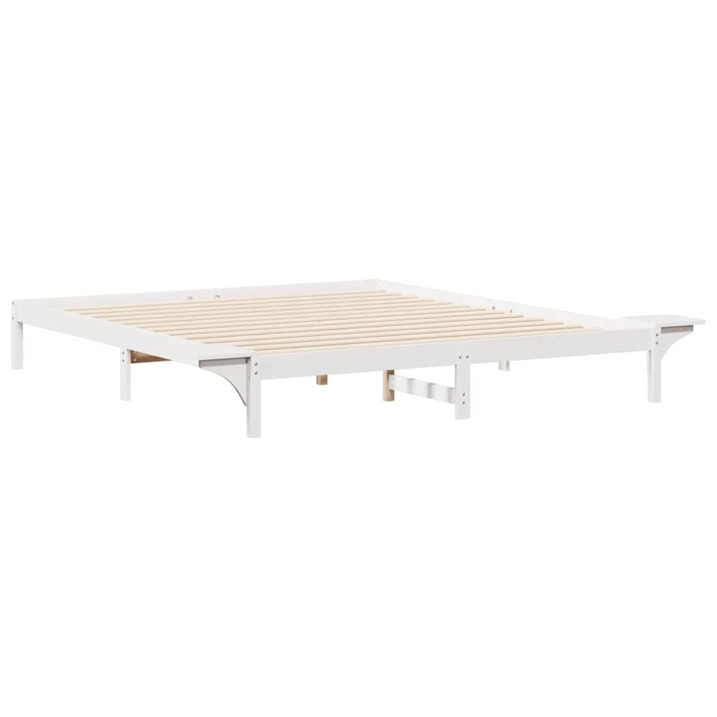 Postelový Rám S Nočními Stolky Bílá 180 X 210 Cm