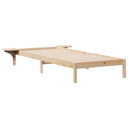 Postelový Rám S Nočními Stolky Přírodní 90 X 220 Cm