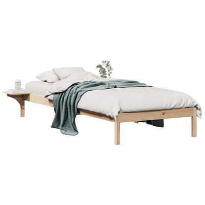 Postelový Rám S Nočními Stolky Přírodní 90 X 220 Cm