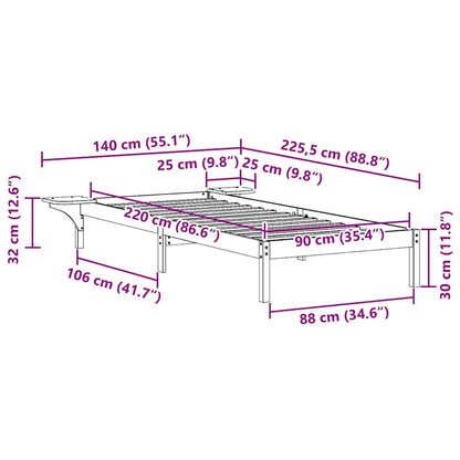 Postelový Rám S Nočními Stolky Voskově Hnědá 90 X 220 Cm