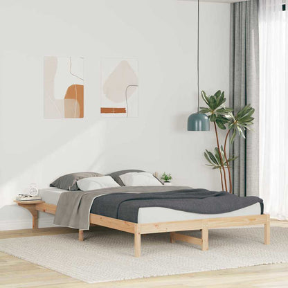 Postelový Rám S Nočními Stolky Přírodní 160 X 220 Cm