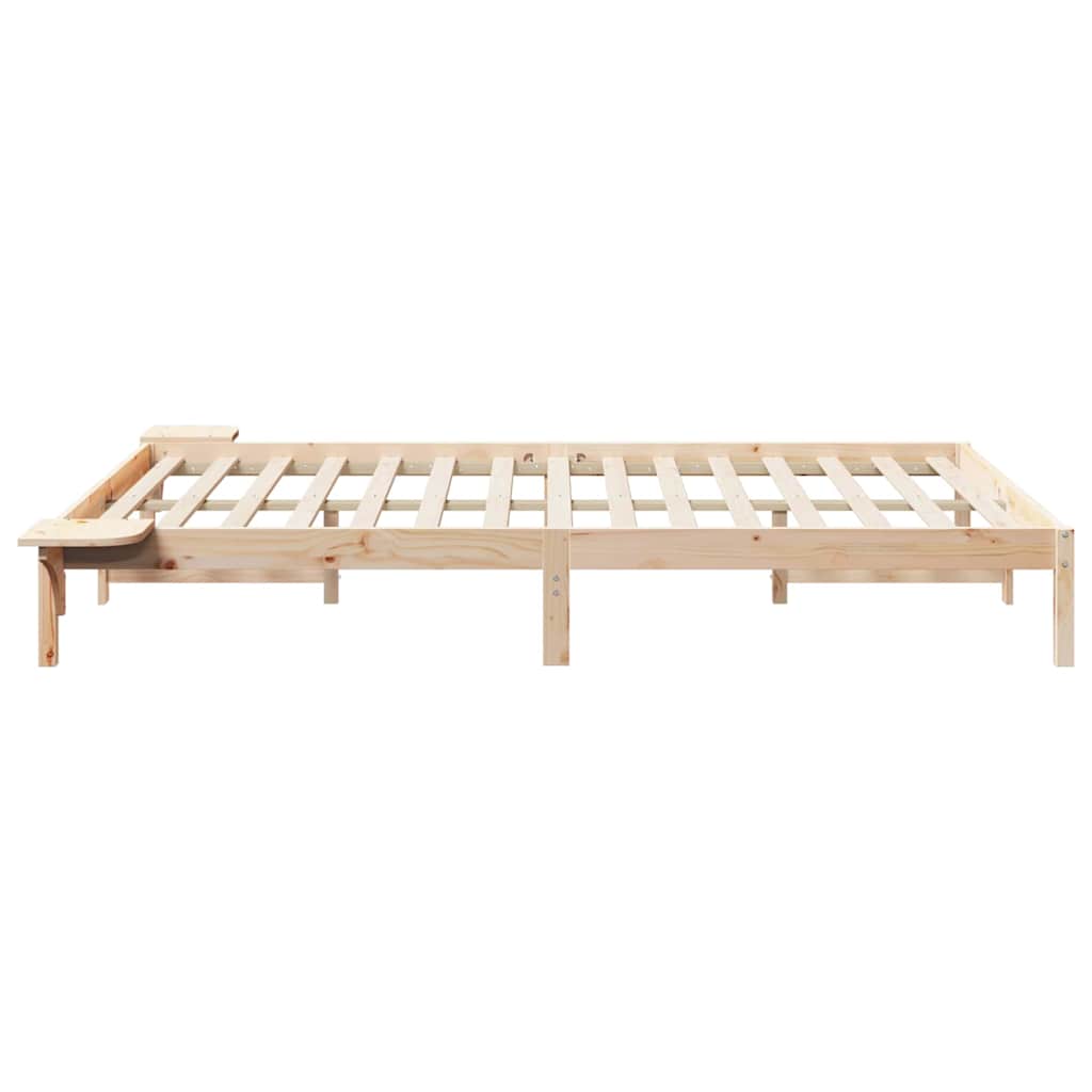 Postelový Rám S Nočními Stolky Přírodní 160 X 220 Cm