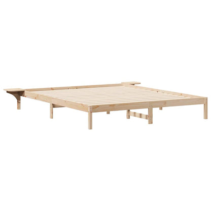 Postelový Rám S Nočními Stolky Přírodní 180 X 220 Cm