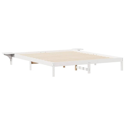 Postelový Rám S Nočními Stolky Bílá 180 X 220 Cm