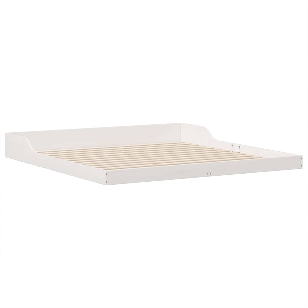 Rám Postele Bílá 200 X 200 Cm Masivní Borové Dřevo