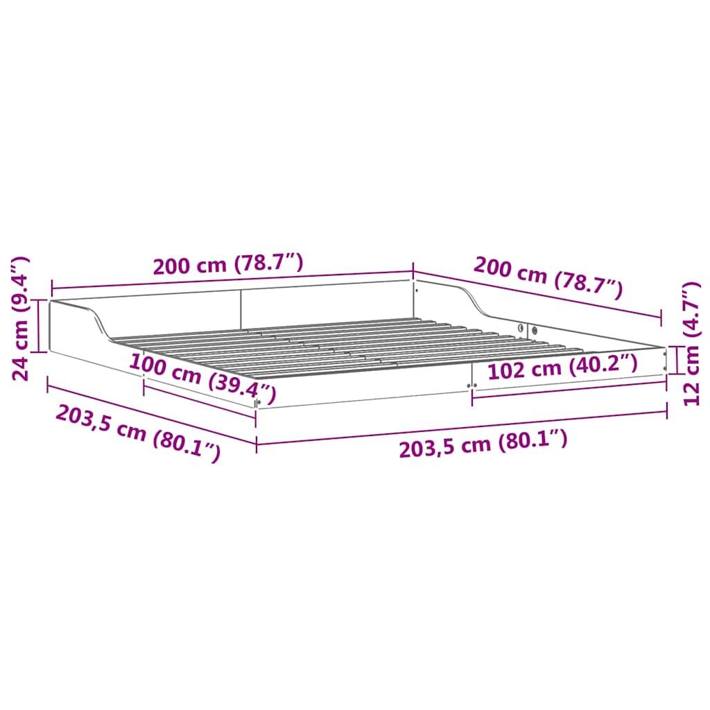 Rám Postele Voskově Hnědá 200 X 200 Cm Masivní Borové Dřevo