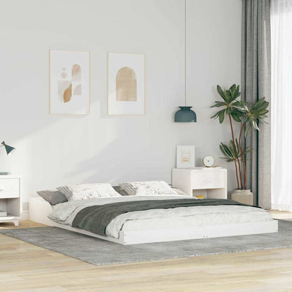 Rám Postele Bílá 150 X 200 Cm Masivní Borové Dřevo