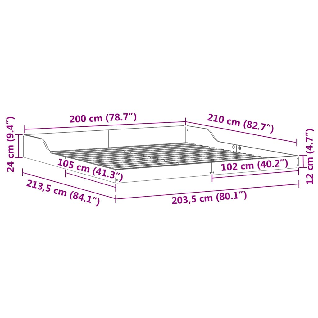 Rám Postele Hnědá 200 X 210 Cm Masivní Borové Dřevo