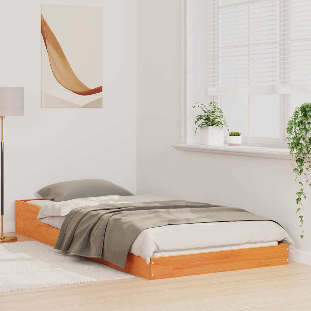 Rám Postele Voskově Hnědá 90 X 220 Cm Masivní Borové Dřevo