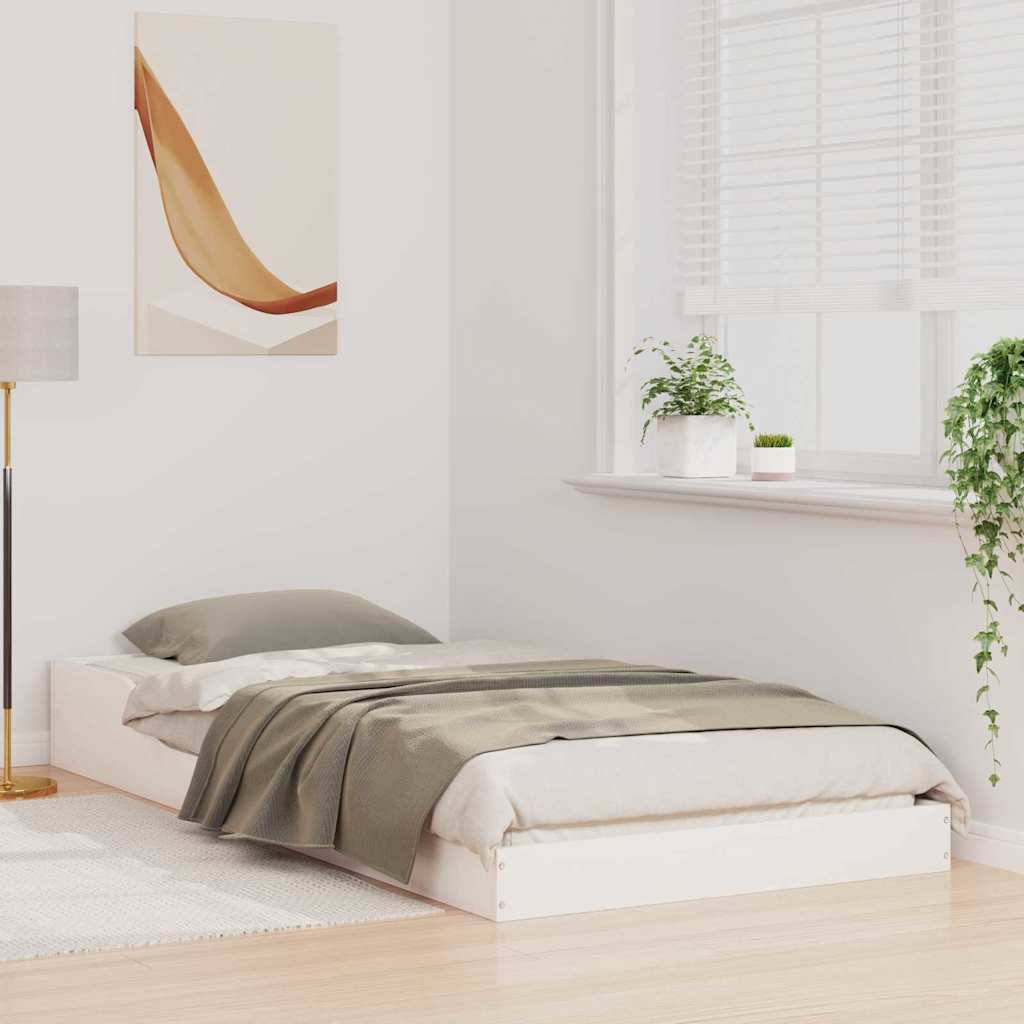 Rám Postele Bílá 100 X 220 Cm Masivní Borové Dřevo
