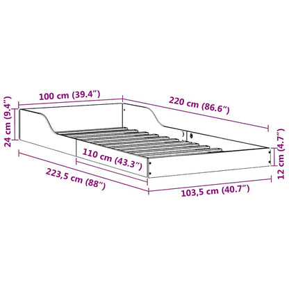 Rám Postele Bílá 100 X 220 Cm Masivní Borové Dřevo