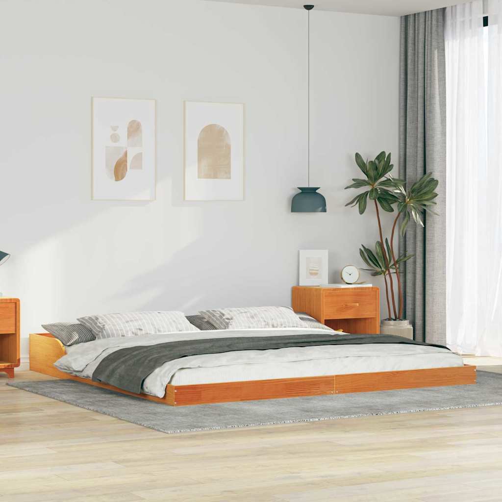 Rám Postele Voskově Hnědá 200 X 220 Cm Masivní Borové Dřevo
