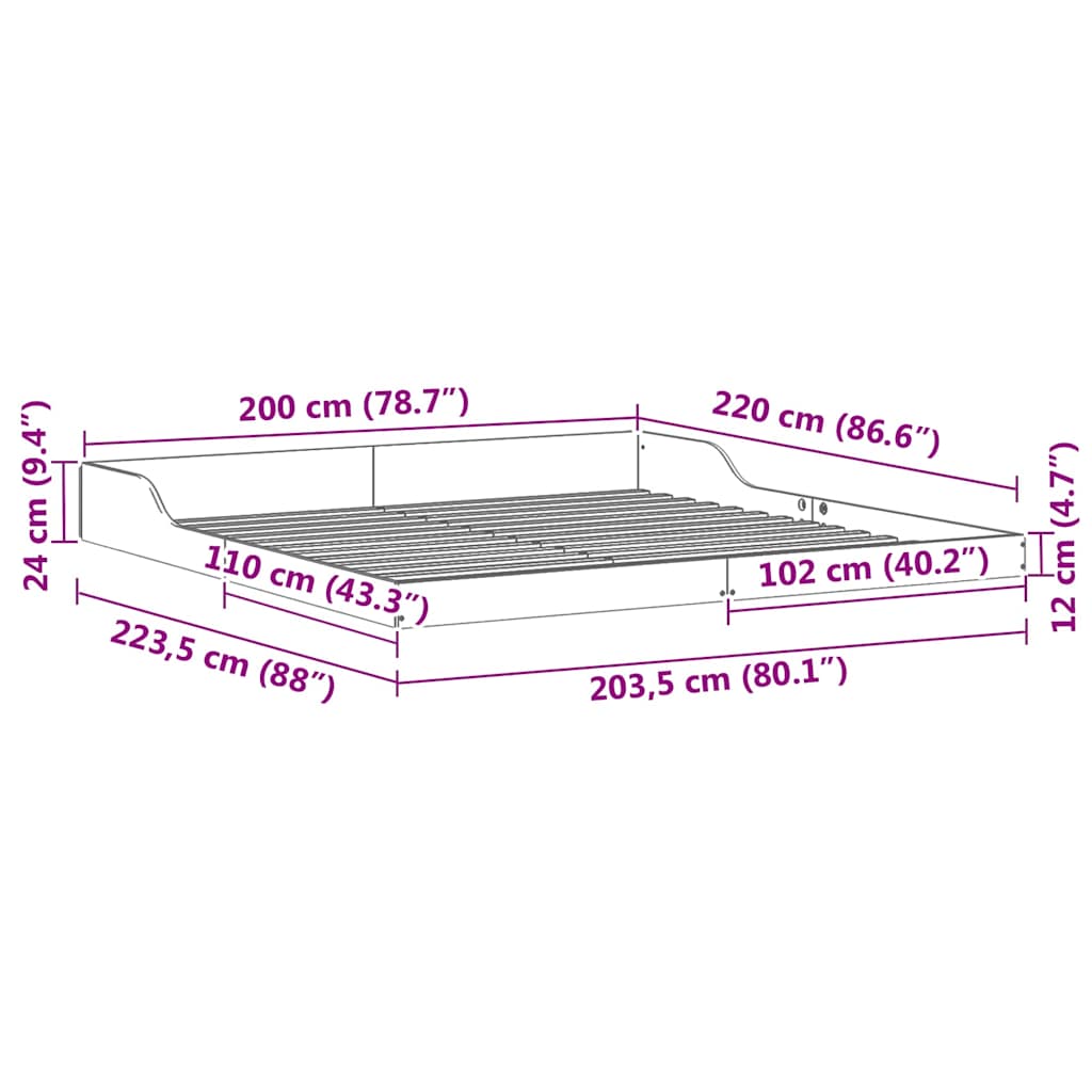 Rám Postele Voskově Hnědá 200 X 220 Cm Masivní Borové Dřevo