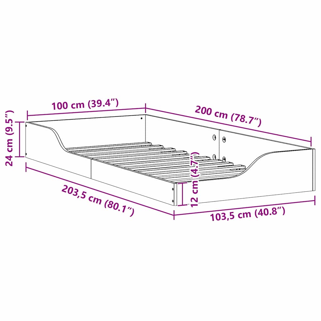 Rám Postele Hnědá 100 X 200 Cm Masivní Borové Dřevo