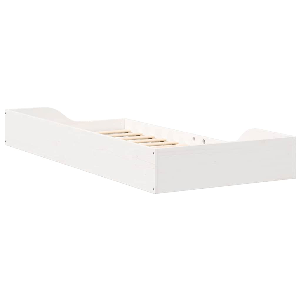 Rám Postele Bílá 100 X 200 Cm Masivní Borové Dřevo