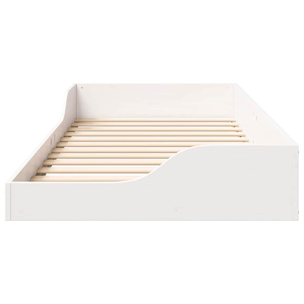 Rám Postele Bílá 100 X 200 Cm Masivní Borové Dřevo