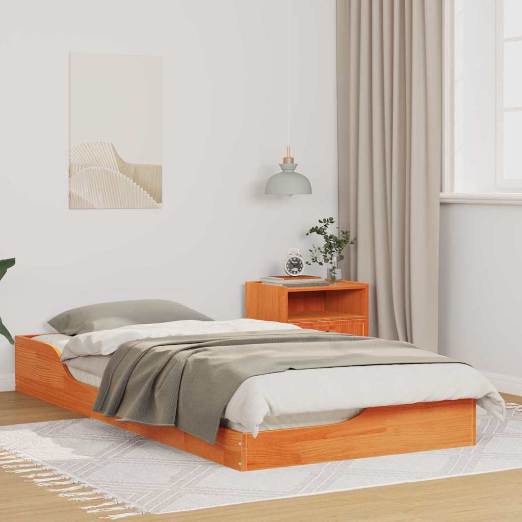 Rám Postele Voskově Hnědá 100 X 200 Cm Masivní Borové Dřevo