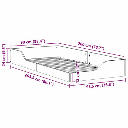 Rám Postele Bílá 90 X 200 Cm Masivní Borové Dřevo
