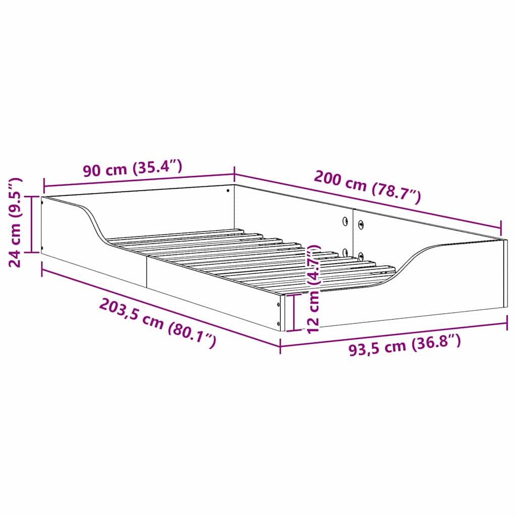 Rám Postele Voskově Hnědá 90 X 200 Cm Masivní Borové Dřevo