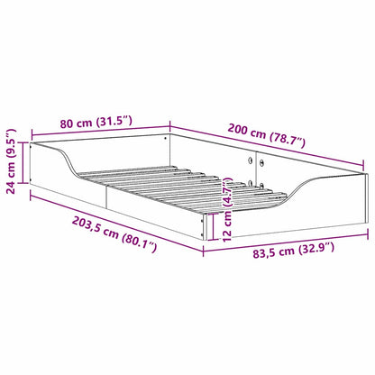 Rám Postele Bílá 80 X 200 Cm Masivní Borové Dřevo