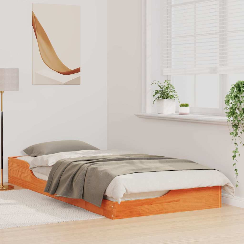 Rám Postele Voskově Hnědá 80 X 200 Cm Masivní Borové Dřevo