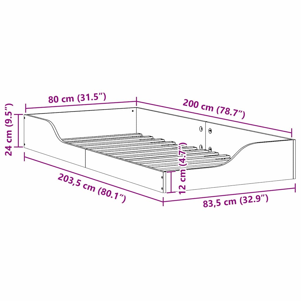 Rám Postele Voskově Hnědá 80 X 200 Cm Masivní Borové Dřevo