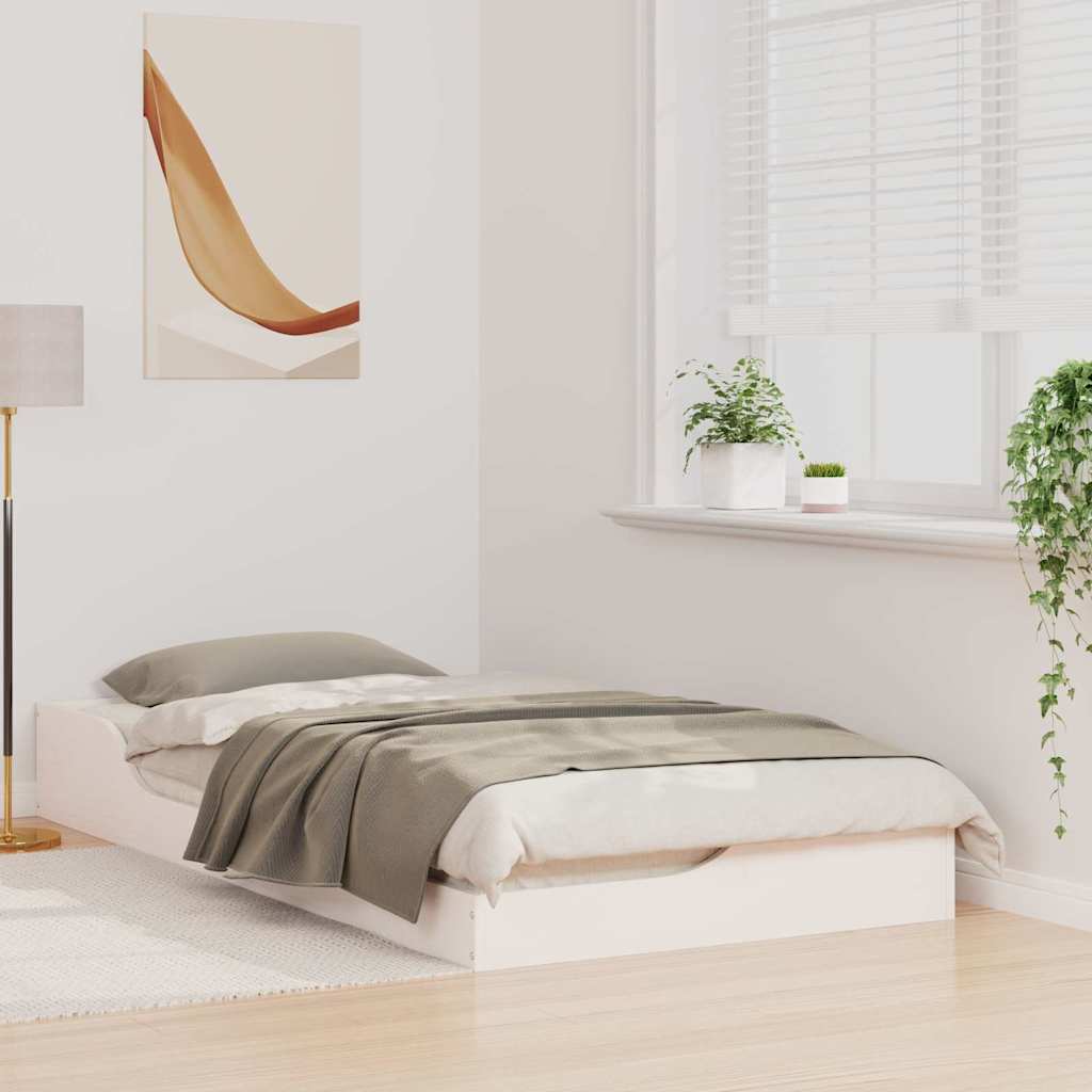Rám Postele Bílá 75 X 190 Cm Masivní Borové Dřevo