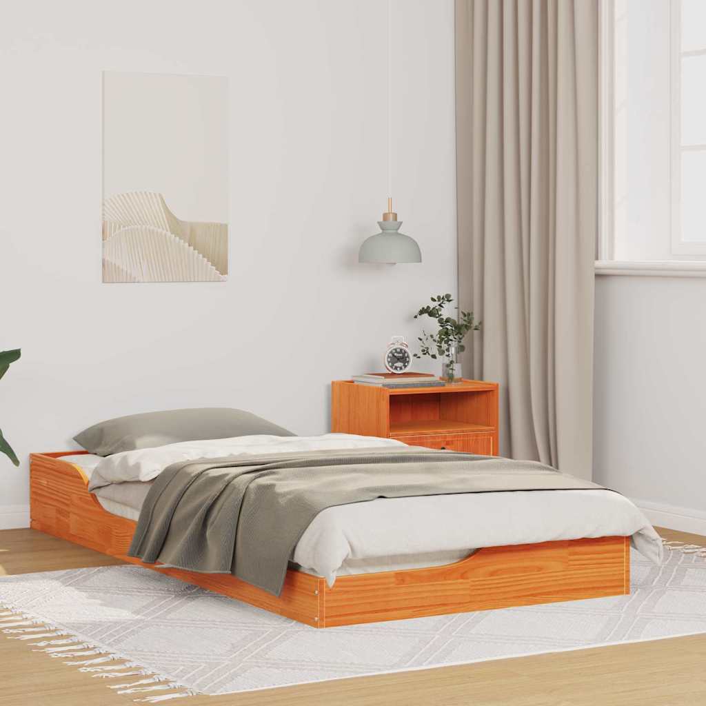 Rám Postele Voskově Hnědá 75 X 190 Cm Masivní Borové Dřevo