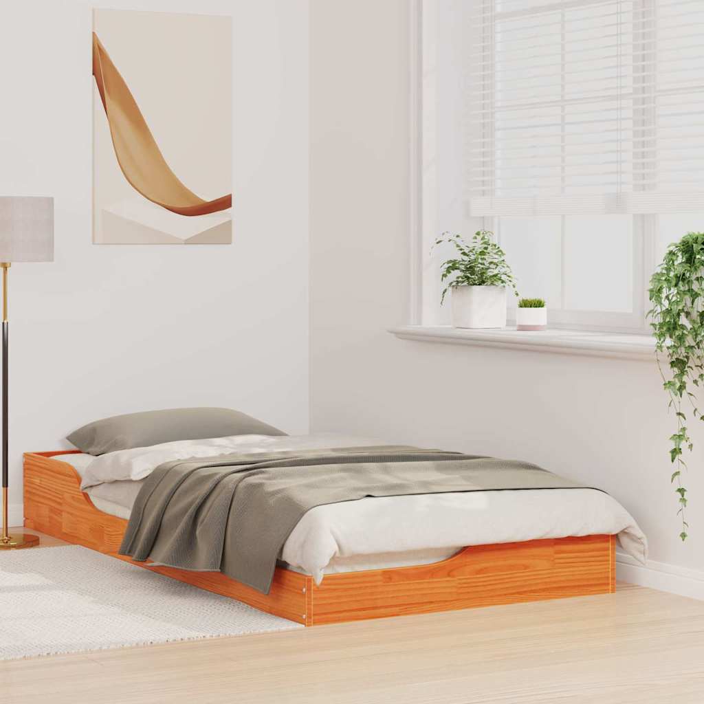 Rám Postele Voskově Hnědá 75 X 190 Cm Masivní Borové Dřevo