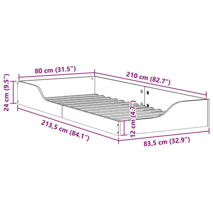 Rám Postele Hnědá 80 X 210 Cm Masivní Borové Dřevo